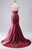 Brillant Fuchsia sirène chérie Corset longue robe de bal avec fente