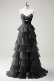 Robe De Soirée longue princesse orange à décolleté en cœur et fente