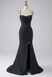Robe de bal sirène scintillante bleu clair avec fente