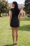 Robe bodycon jaune à col rond avec fleurs 3D