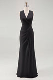 Robe longue formelle froncée blanche à col en V