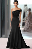 Robe de gala froncée fourreau en crêpe café à une épaule