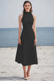 Robe midi de fiançailles en satin ivoire simple à col haut