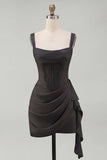 Robe bodycon mini ivoire bustier col carré froncée à volants