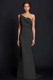 Robe longue formelle sirène kaki à une épaule