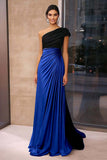 Robe de gala à une épaule froncée fourreau en crêpe marron