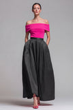 Robe formelle Midi à bloc de couleurs A à épaules décalées