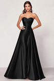 Robe longue de bal en satin vert foncé