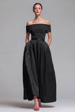 Robe formelle Midi à bloc de couleurs A à épaules décalées