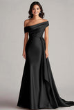 Robe longue formelle plissée à une épaule fourreau champagne