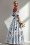 Longue robe de demoiselle d’honneur rose rose, bustier sans bretelles, avec manches bouffantes