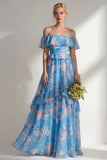 Robe longue de demoiselle d’honneur en chiffon en chiffon en ligne A ligne A avec volants