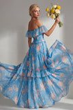 Robe longue de demoiselle d’honneur en chiffon en chiffon en ligne A ligne A avec volants