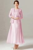 Robe 2 pièces Mère de la mariée en mousseline de champagne trapèze