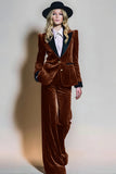 Costume de bal bourgogne en velours 2 pièces à revers simples boutonnage