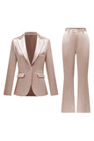 Gris rose pic revers satin slim fit femmes costumes