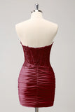Fuchsia Sweetheart Corset Robe de cocktail avec perles