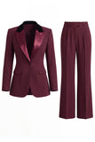 Costume d'affaires femme 2 pièces vert foncé revers pointe un bouton