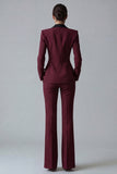 Costume d'affaires femme 2 pièces vert foncé revers pointe un bouton