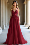 Une ligne bleu foncé spaghetti bretelles sweetheart robe longue de bal