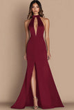 Robe de gala sirène noire découpée dos nu avec fente