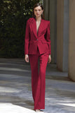 Costumes d’affaires en satin lilas 2 pièces à revers en pointe avec fleur
