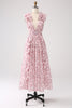 Charger l&#39;image dans la galerie, Robe de bal dos nu plissée à col en V profond à fleurs roses