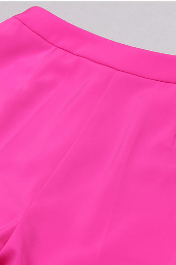 Hot Pink Peak Revers 3 Pièces Femmes Costumes De Bal