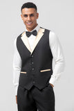 Noir et champagne châle revers 3 pièces slim fit hommes bal costumes