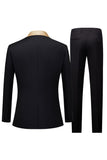 Noir et champagne châle revers 3 pièces slim fit hommes bal costumes