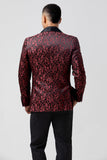 Rouge 2 pièces Jacquard Châle Revers Costumes de mariage pour hommes