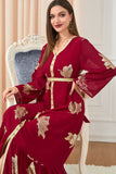 Élégant Bleu clair manches longues Caftan Marocain