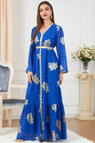 Élégant Bleu clair manches longues Caftan Marocain