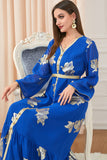 Élégant Bleu clair manches longues Caftan Marocain