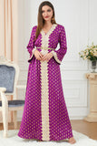 Robe Abaya élégante en caftan marocain brodé Violet