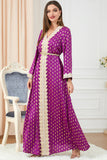 Robe Abaya élégante en caftan marocain brodé Violet