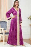 Robe Abaya élégante en caftan marocain brodé Violet