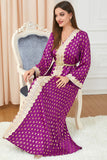 Robe Abaya élégante en caftan marocain brodé Violet