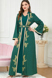 Ensemble deux pièces Vert Foncé Manches Longues Pois Caftan