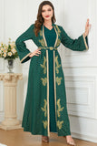 Ensemble deux pièces Vert Foncé Manches Longues Pois Caftan