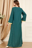 Vert foncé Pois Arabe Dubai Abaya Robe Islamique Caftan Marocain