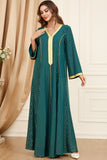 Vert foncé Pois Arabe Dubai Abaya Robe Islamique Caftan Marocain