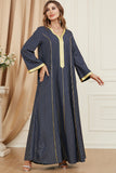 Vert foncé Pois Arabe Dubai Abaya Robe Islamique Caftan Marocain