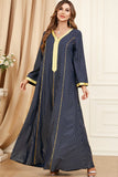 Vert foncé Pois Arabe Dubai Abaya Robe Islamique Caftan Marocain