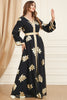 Charger l&#39;image dans la galerie, Élégante Deux morceaux robe en mousseline de soie Noir Abaya caftan