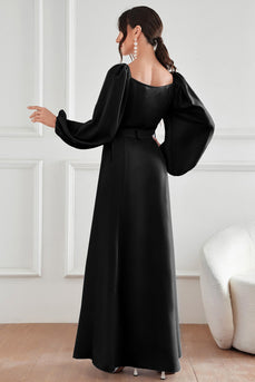 Robe Abaya Caftan noire à manches longues