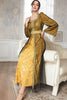 Charger l&#39;image dans la galerie, Robe superposée en dentelle guipure à imprimé floral doré