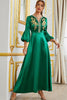 Charger l&#39;image dans la galerie, Robe caftan verte élégante appliquée
