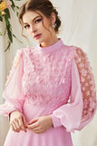 Robe à manches longues rose bonbon