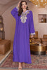 Charger l&#39;image dans la galerie, Robe caftan de Dubaï violette à manches longues avec sweat à capuche
